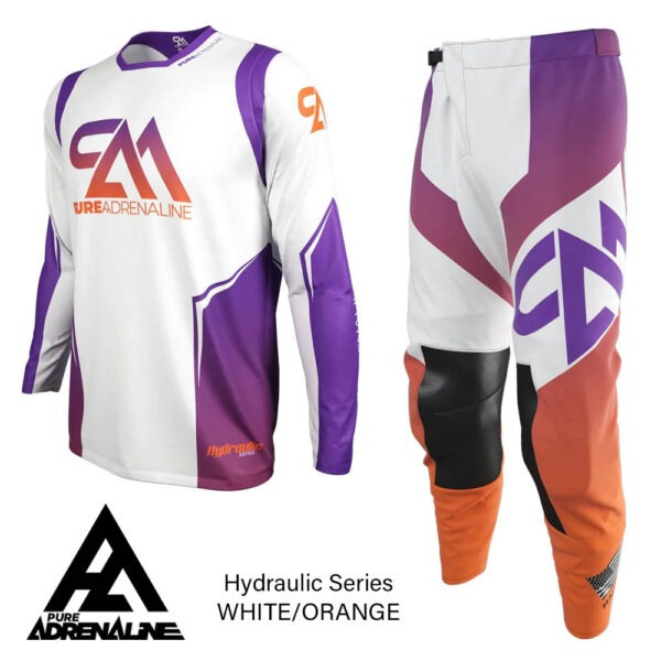 Pure Adrenaline Hydraulic Jersey & Pants, White/Orange